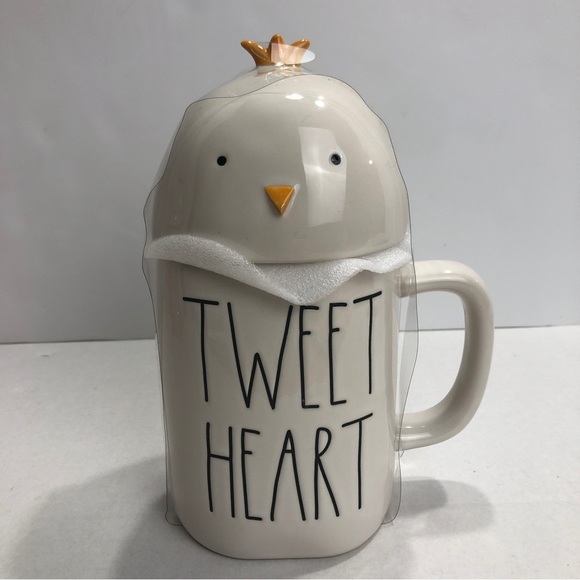 Rae Dunn Cup Tweet Heart Topper Lid White Ceramic Mug 11oz Magenta New 2021 - Picture 3 of 9
